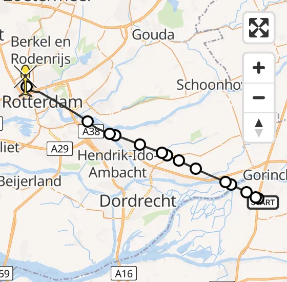 Vlucht Traumahelikopter PH-HVB van Almkerk naar Rotterdam The Hague Airport op donderdag 14 november 2024 16:10