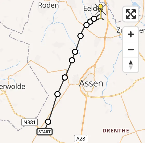 Vlucht Traumahelikopter PH-TTR van Hoogersmilde naar Groningen Airport Eelde op donderdag 14 november 2024 16:20