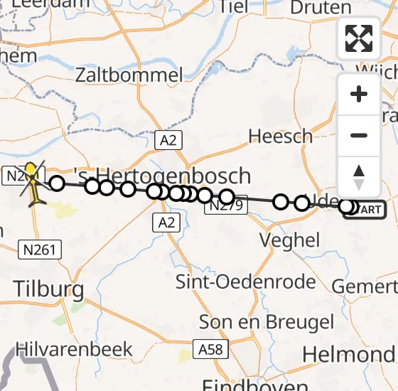 Vlucht Traumahelikopter PH-DOC van Vliegbasis Volkel naar Waalwijk op donderdag 14 november 2024 16:35