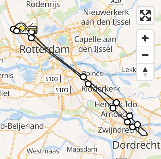 Vlucht Traumahelikopter PH-HVB van Rotterdam The Hague Airport naar Rotterdam The Hague Airport op donderdag 14 november 2024 17:47