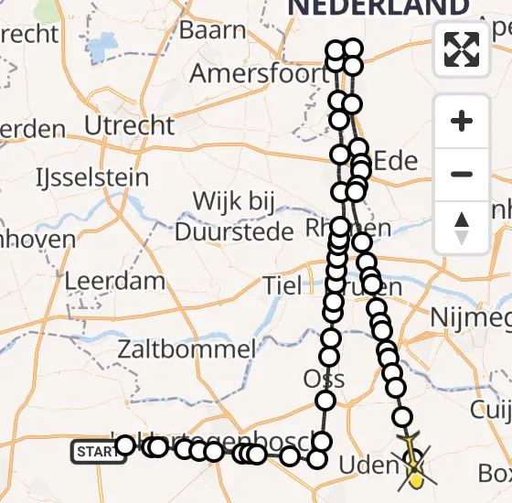 Vlucht Traumahelikopter PH-DOC van Waalwijk naar Vliegbasis Volkel op donderdag 14 november 2024 17:50