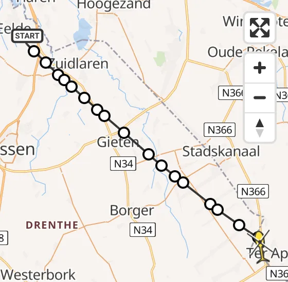 Vlucht Traumahelikopter PH-TTR van Groningen Airport Eelde naar Ter Apel op donderdag 14 november 2024 19:48