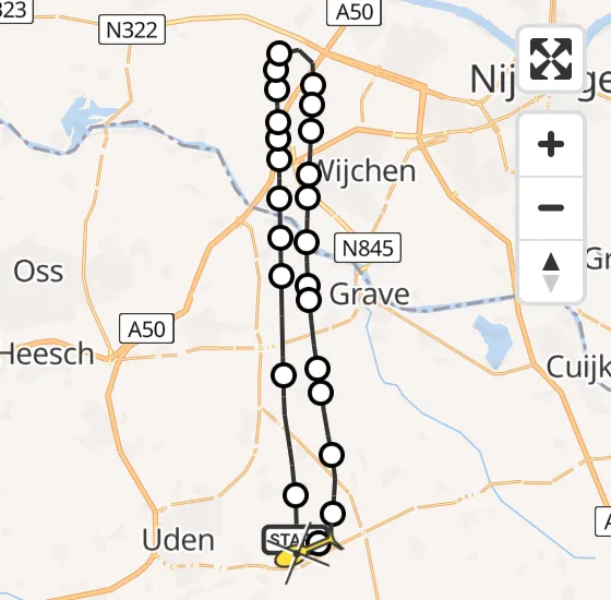 Vlucht Traumahelikopter PH-DOC van Vliegbasis Volkel naar Vliegbasis Volkel op donderdag 14 november 2024 20:12