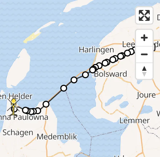 Vlucht Kustwachthelikopter PH-SAR van Leeuwarden naar Julianadorp op donderdag 14 november 2024 20:44