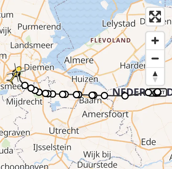 Vlucht Politiehelikopter PH-PXX van Ermelo naar Schiphol op donderdag 14 november 2024 20:49