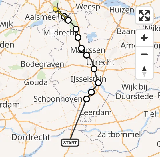 Vlucht Politiehelikopter PH-PXB van Nieuwendijk naar Amstelveen op donderdag 14 november 2024 21:07