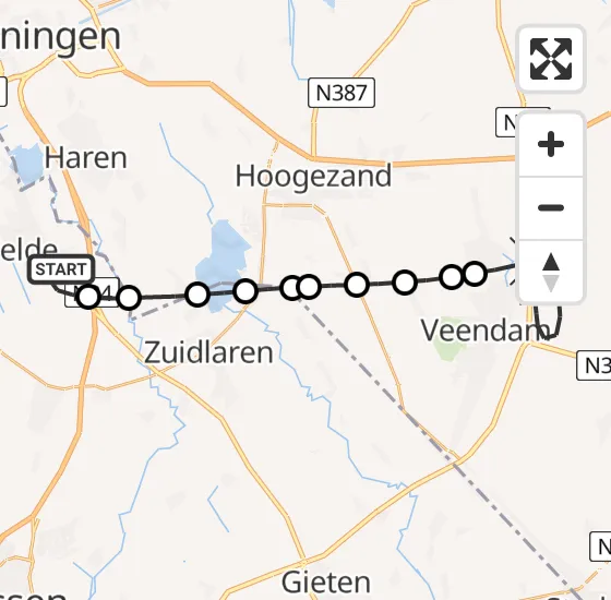 Vlucht Traumahelikopter PH-TTR van Groningen Airport Eelde naar Veendam op vrijdag 15 november 2024 0:16