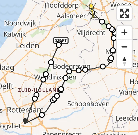 Vlucht Politiehelikopter PH-PXB van Ter Aar naar Amstelveen op vrijdag 15 november 2024 8:36