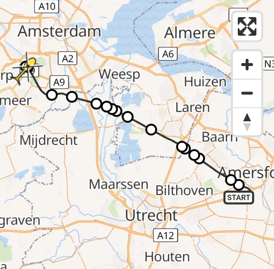 Vlucht Politiehelikopter PH-PXX van Leusden naar Schiphol op vrijdag 15 november 2024 11:29