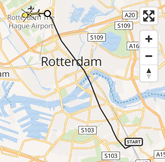 Vlucht Traumahelikopter PH-HVB van Rotterdam naar Rotterdam The Hague Airport op vrijdag 15 november 2024 11:32