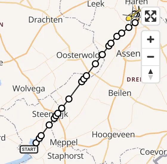 Vlucht Traumahelikopter PH-TTR van Sint Jansklooster naar Groningen Airport Eelde op vrijdag 15 november 2024 11:34