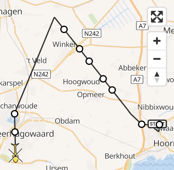 Vlucht Politiehelikopter PH-PXB van Zwaagdijk-West naar Heerhugowaard op vrijdag 15 november 2024 12:12