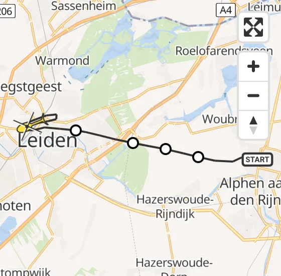 Vlucht Traumahelikopter PH-HVB van Alphen aan den Rijn naar Leiden op vrijdag 15 november 2024 14:57