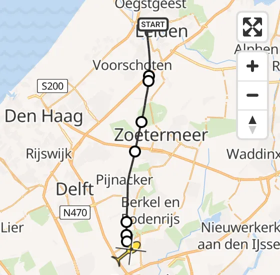 Vlucht Traumahelikopter PH-HVB van Leiden naar Rotterdam The Hague Airport op vrijdag 15 november 2024 15:38