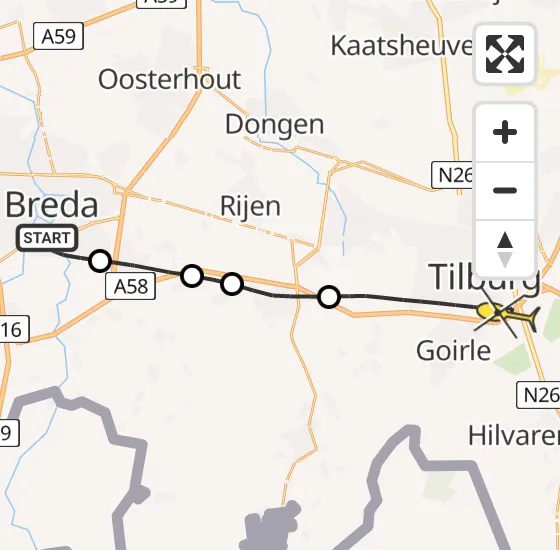 Vlucht Traumahelikopter PH-HVB van Breda naar Tilburg op vrijdag 15 november 2024 17:06