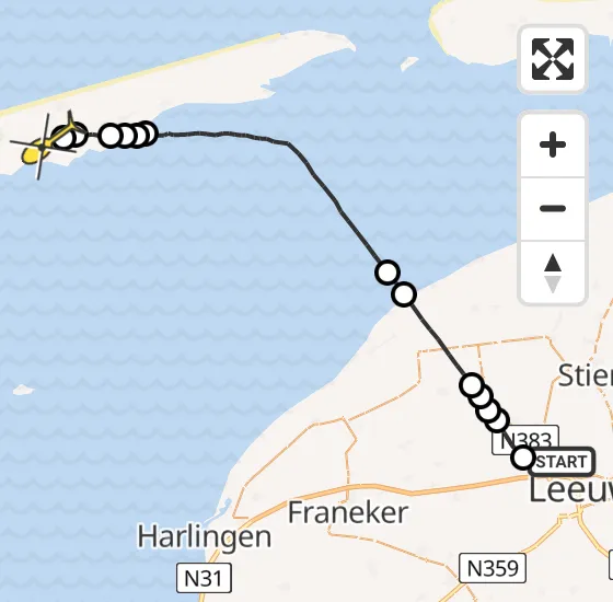 Vlucht Ambulancehelikopter PH-HOW van Marsum naar Midsland op vrijdag 15 november 2024 17:22