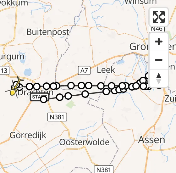 Vlucht Traumahelikopter PH-TTR van Drachten naar Nijega op vrijdag 15 november 2024 17:41