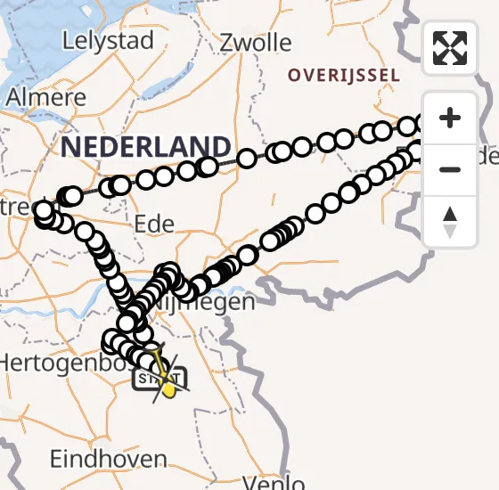 Vlucht Politiehelikopter PH-PXD van Vliegbasis Volkel naar Vliegbasis Volkel op vrijdag 15 november 2024 19:26