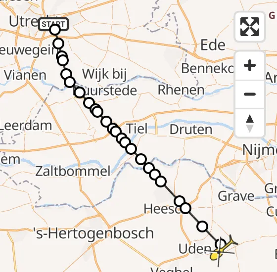 Vlucht Traumahelikopter PH-DOC van Universitair Medisch Centrum Utrecht naar Vliegbasis Volkel op vrijdag 15 november 2024 21:28