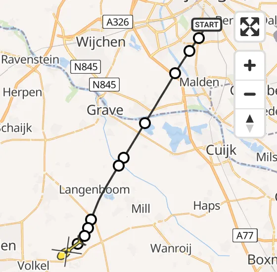 Vlucht Traumahelikopter PH-DOC van Radboud Universitair Medisch Centrum naar Vliegbasis Volkel op zaterdag 16 november 2024 0:19