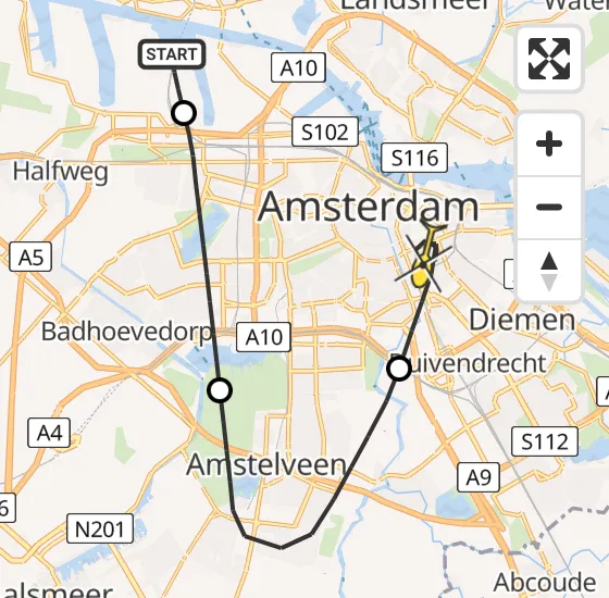 Vlucht Traumahelikopter PH-LLN van Amsterdam Heliport naar Amsterdam op zaterdag 16 november 2024 1:21