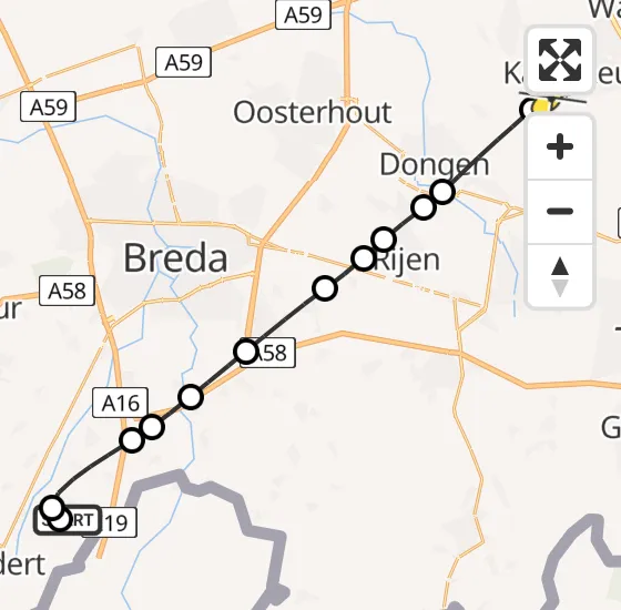 Vlucht Traumahelikopter PH-HVB van Rijsbergen naar Kaatsheuvel op zaterdag 16 november 2024 1:30