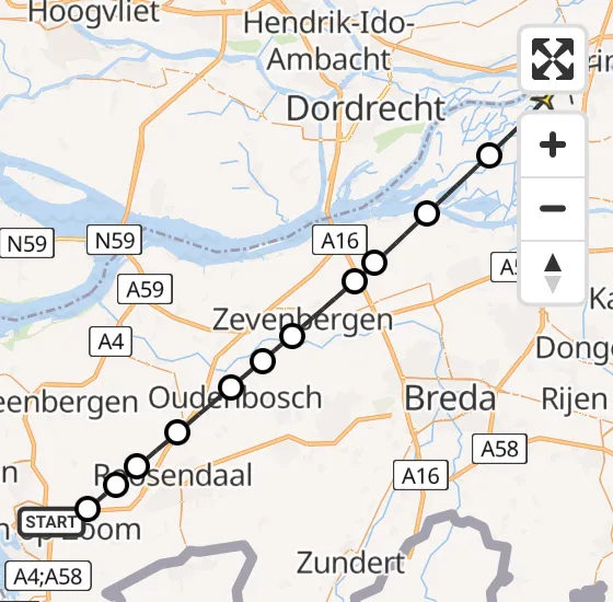 Vlucht Traumahelikopter PH-DOC van Bergen op Zoom naar Werkendam op zaterdag 16 november 2024 1:31