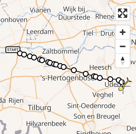 Vlucht Traumahelikopter PH-DOC van Werkendam naar Vliegbasis Volkel op zaterdag 16 november 2024 2:10