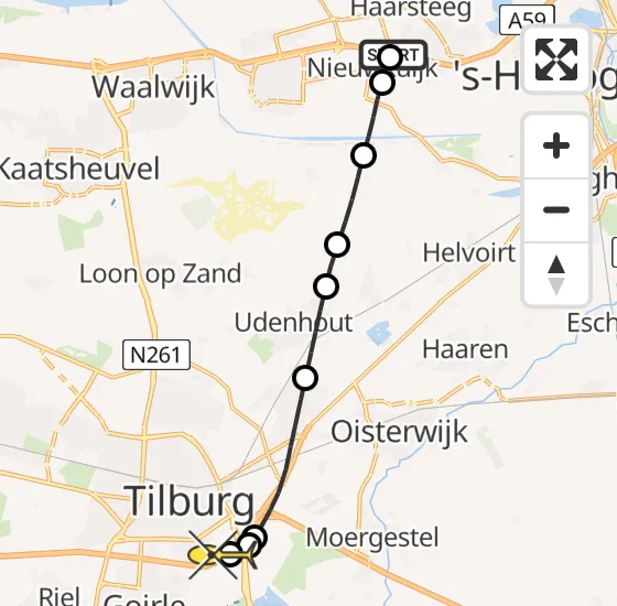 Vlucht Traumahelikopter PH-DOC van Vlijmen naar Tilburg op zaterdag 16 november 2024 3:39