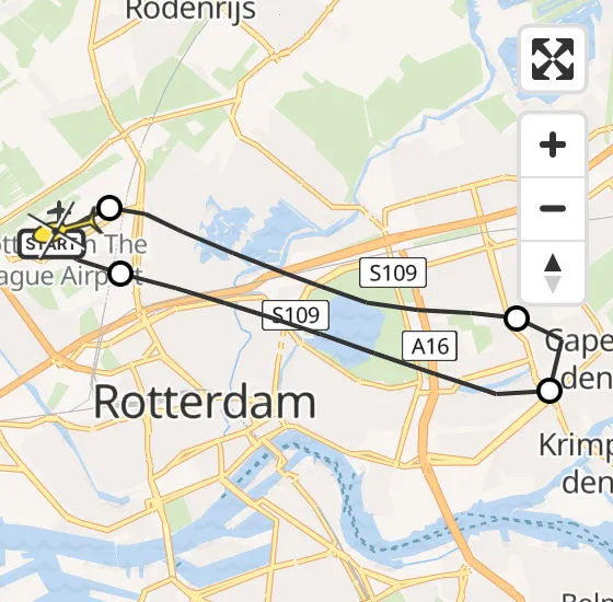 Vlucht Traumahelikopter PH-HVB van Rotterdam The Hague Airport naar Rotterdam The Hague Airport op zaterdag 16 november 2024 10:42