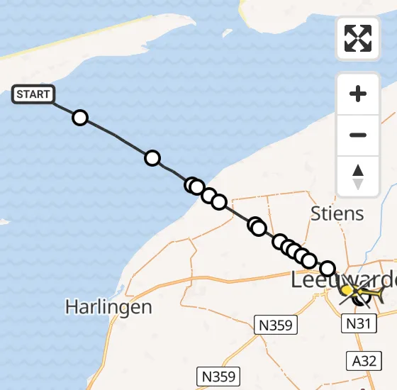 Vlucht Ambulancehelikopter PH-HOW van Formerum naar Leeuwarden op zaterdag 16 november 2024 12:49