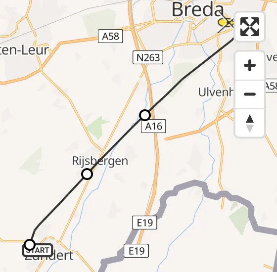 Vlucht Traumahelikopter PH-HVB van Zundert naar Breda op zaterdag 16 november 2024 15:42