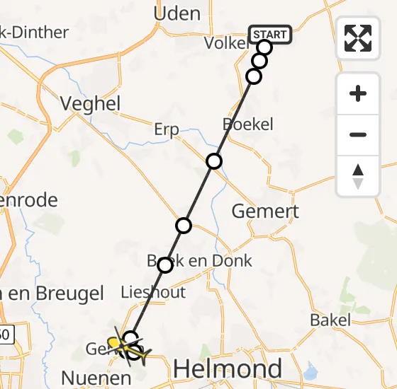 Vlucht Traumahelikopter PH-DOC van Vliegbasis Volkel naar Nuenen op zaterdag 16 november 2024 20:09