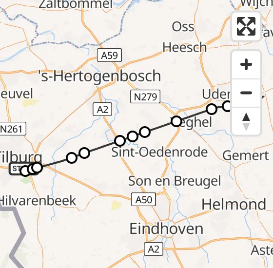 Vlucht Traumahelikopter PH-DOC van Tilburg naar Vliegbasis Volkel op zaterdag 16 november 2024 21:11