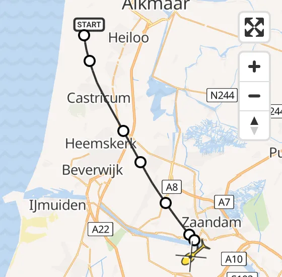 Vlucht Traumahelikopter PH-LLN van Egmond aan den Hoef naar Amsterdam Heliport op zondag 17 november 2024 2:10