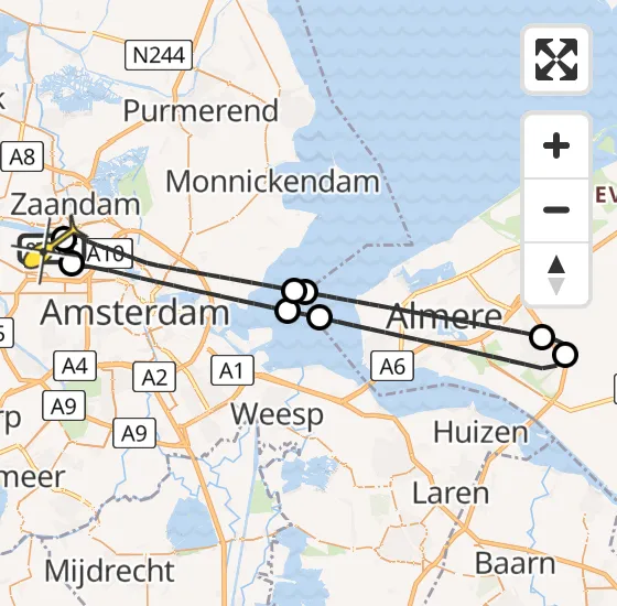 Vlucht Traumahelikopter PH-LLN van Amsterdam Heliport naar Amsterdam Heliport op zondag 17 november 2024 6:39