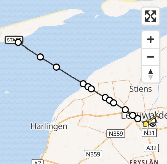 Vlucht Ambulancehelikopter PH-HOW van Striep naar Leeuwarden op zondag 17 november 2024 6:58