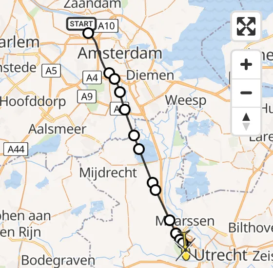 Vlucht Traumahelikopter PH-LLN van Amsterdam Heliport naar Utrecht op zondag 17 november 2024 7:02