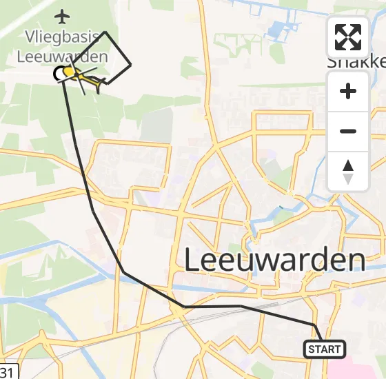 Vlucht Ambulancehelikopter PH-HOW van Leeuwarden naar Vliegbasis Leeuwarden op zondag 17 november 2024 7:33