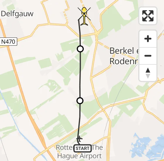 Vlucht Traumahelikopter PH-HVB van Rotterdam The Hague Airport naar Pijnacker op zondag 17 november 2024 11:20