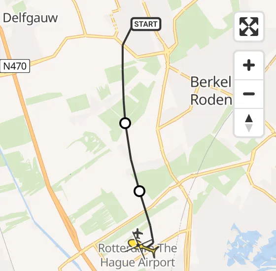 Vlucht Traumahelikopter PH-HVB van Pijnacker naar Rotterdam The Hague Airport op zondag 17 november 2024 11:43