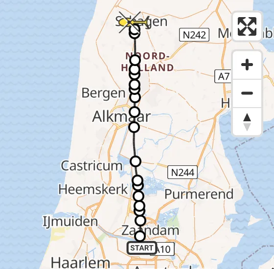 Vlucht Traumahelikopter PH-LLN van Amsterdam Heliport naar Schagen op zondag 17 november 2024 12:08