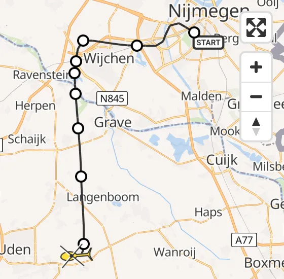 Vlucht Traumahelikopter PH-DOC van Radboud Universitair Medisch Centrum naar Vliegbasis Volkel op zondag 17 november 2024 13:11