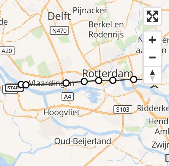 Vlucht Traumahelikopter PH-HVB van Rozenburg naar Krimpen aan den IJssel op zondag 17 november 2024 13:21