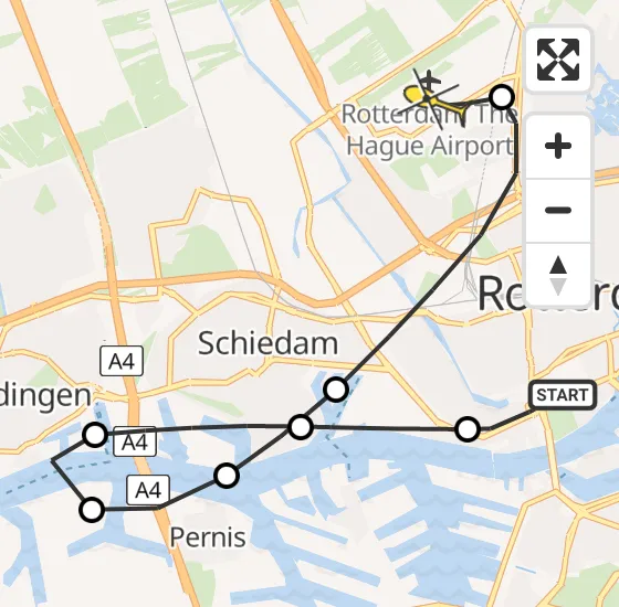 Vlucht Traumahelikopter PH-HVB van Erasmus MC naar Rotterdam The Hague Airport op zondag 17 november 2024 14:21