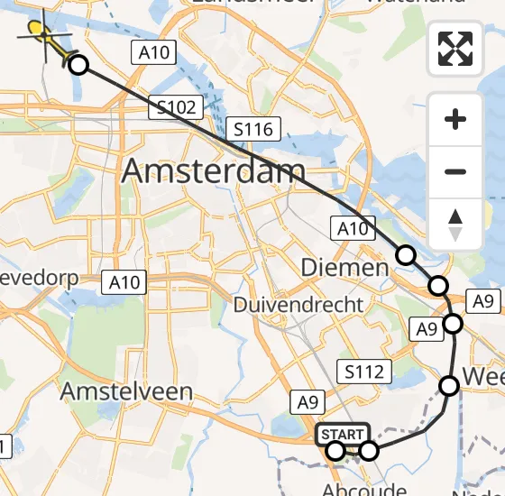 Vlucht Traumahelikopter PH-LLN van Academisch Medisch Centrum (AMC) naar Amsterdam Heliport op zondag 17 november 2024 14:21