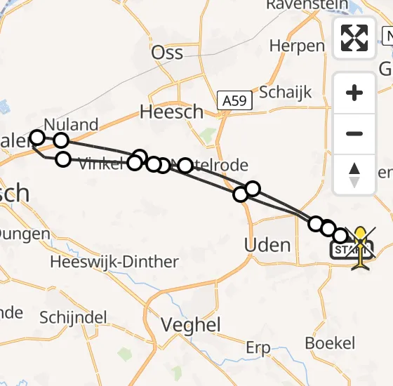 Vlucht Traumahelikopter PH-DOC van Vliegbasis Volkel naar Vliegbasis Volkel op zondag 17 november 2024 14:23