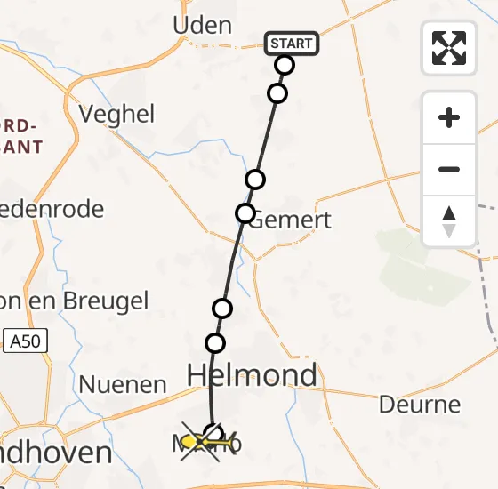 Vlucht Traumahelikopter PH-DOC van Vliegbasis Volkel naar Mierlo op zondag 17 november 2024 15:13