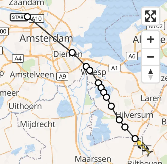 Vlucht Traumahelikopter PH-LLN van Amsterdam Heliport naar Bilthoven op zondag 17 november 2024 15:13