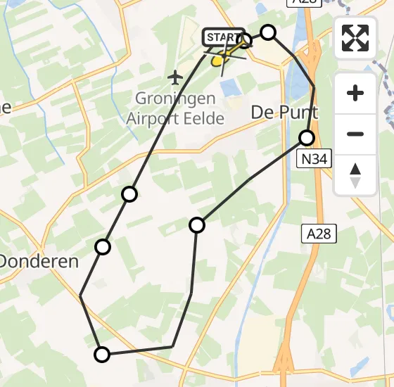 Vlucht Traumahelikopter PH-TTR van Groningen Airport Eelde naar Groningen Airport Eelde op zondag 17 november 2024 15:32